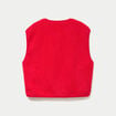 Veste sans manches fausse fourrure rouge femme