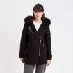 Manteau droit avec capuche noir femme