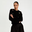 Gilet col rond manches longues noir femme