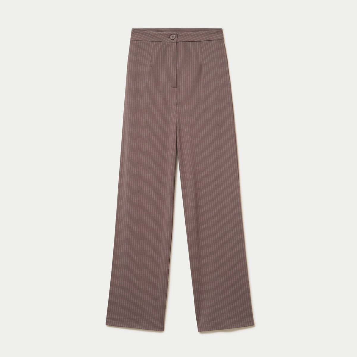 Pantalon large taille haute taupe femme