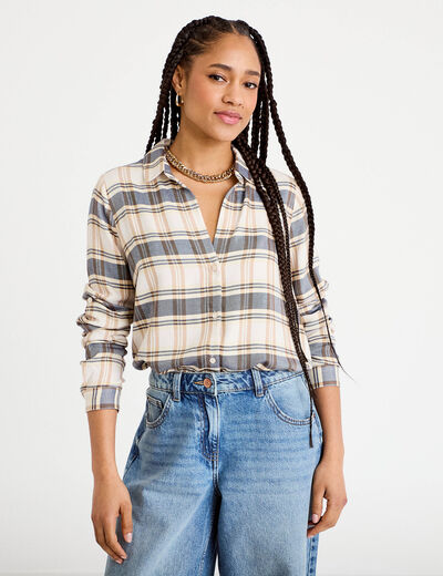 Chemise manches longues bleu femme