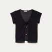 Gilet manches courtes aspect dentelle noir femme