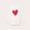 Sweat oversize long col rond ecru femme
