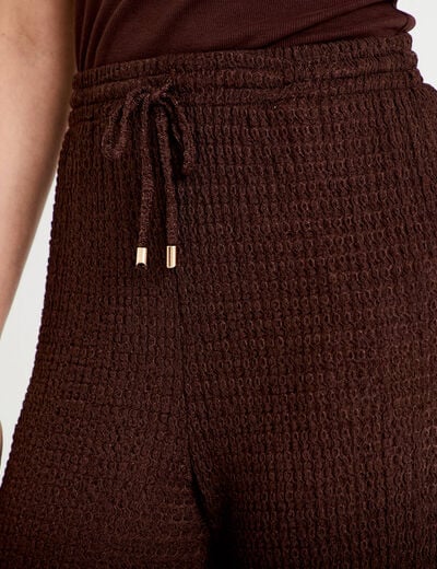 Pantalon large taille standard marron fonc&eacute; femme