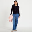 Gilet ajour&eacute; manches longues bleu marine femme