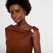 Robe midi droite sans manches en maille marron femme