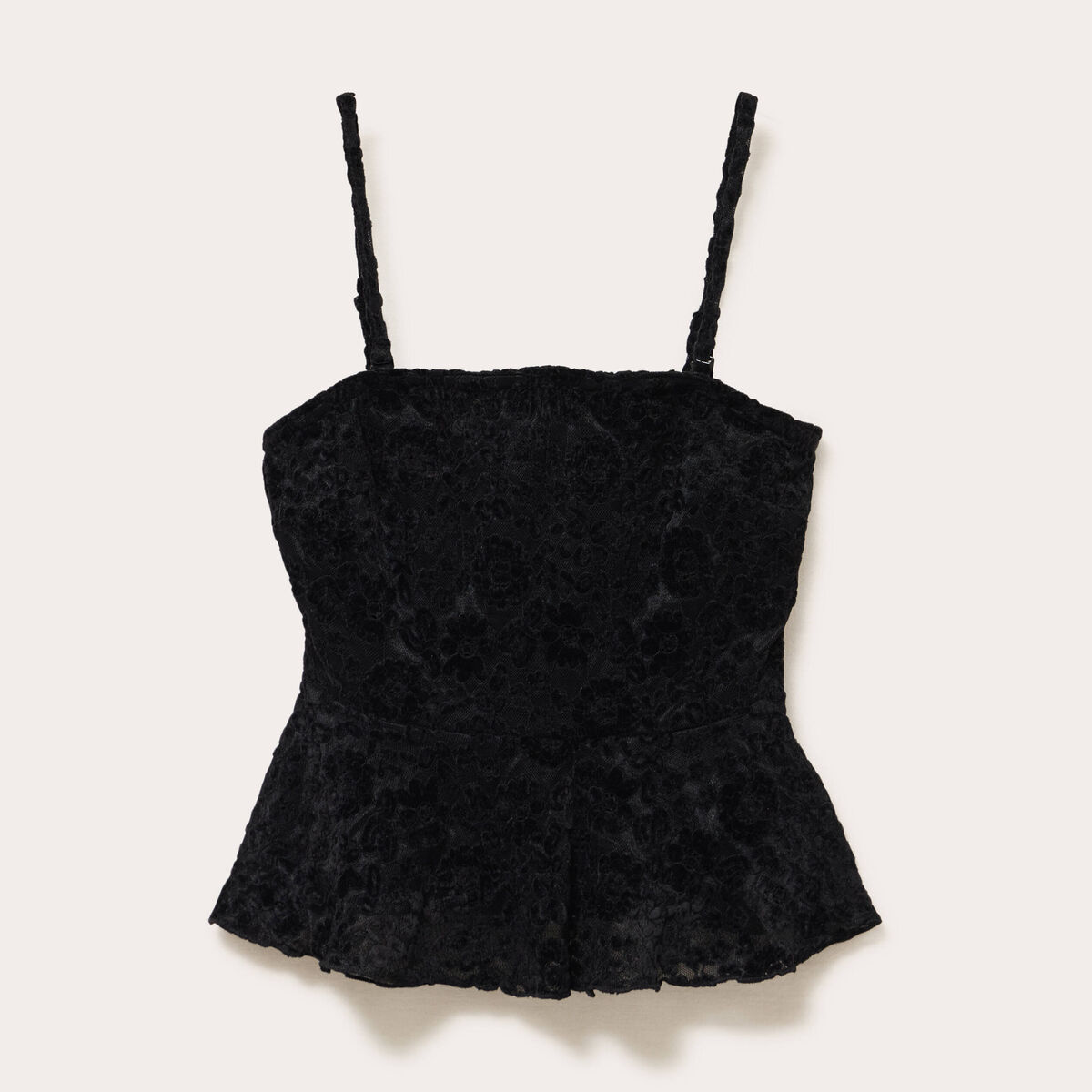 Top dentelle velours bretelles amovibles noir femme