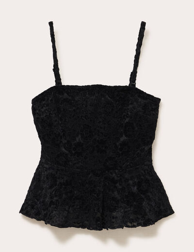 Top dentelle velours bretelles amovibles noir femme