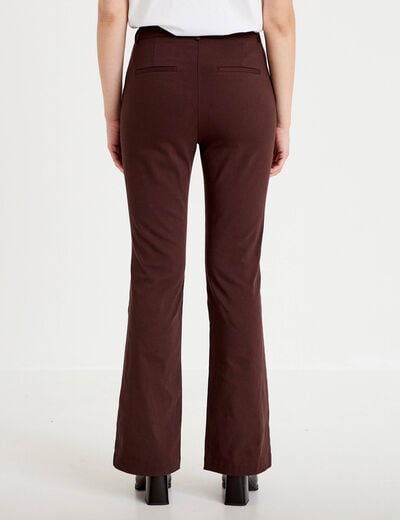 Pantalon bootcut &agrave; pont marron fonc&eacute; femme