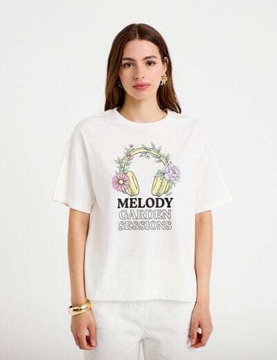 T-shirt oversize manches courtes blanc femme