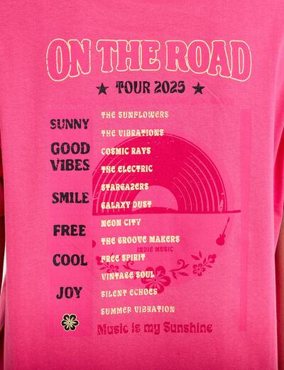 T-shirt oversize manches courtes rose fushia femme