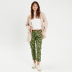 Pantalon chino slim 7/8&egrave;me vert femme