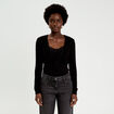 Pull cropped avec noeud noir femme