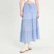 Jupe longue trap&egrave;ze bleu clair femme