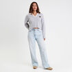 Pull manches longues col polo gris clair femme