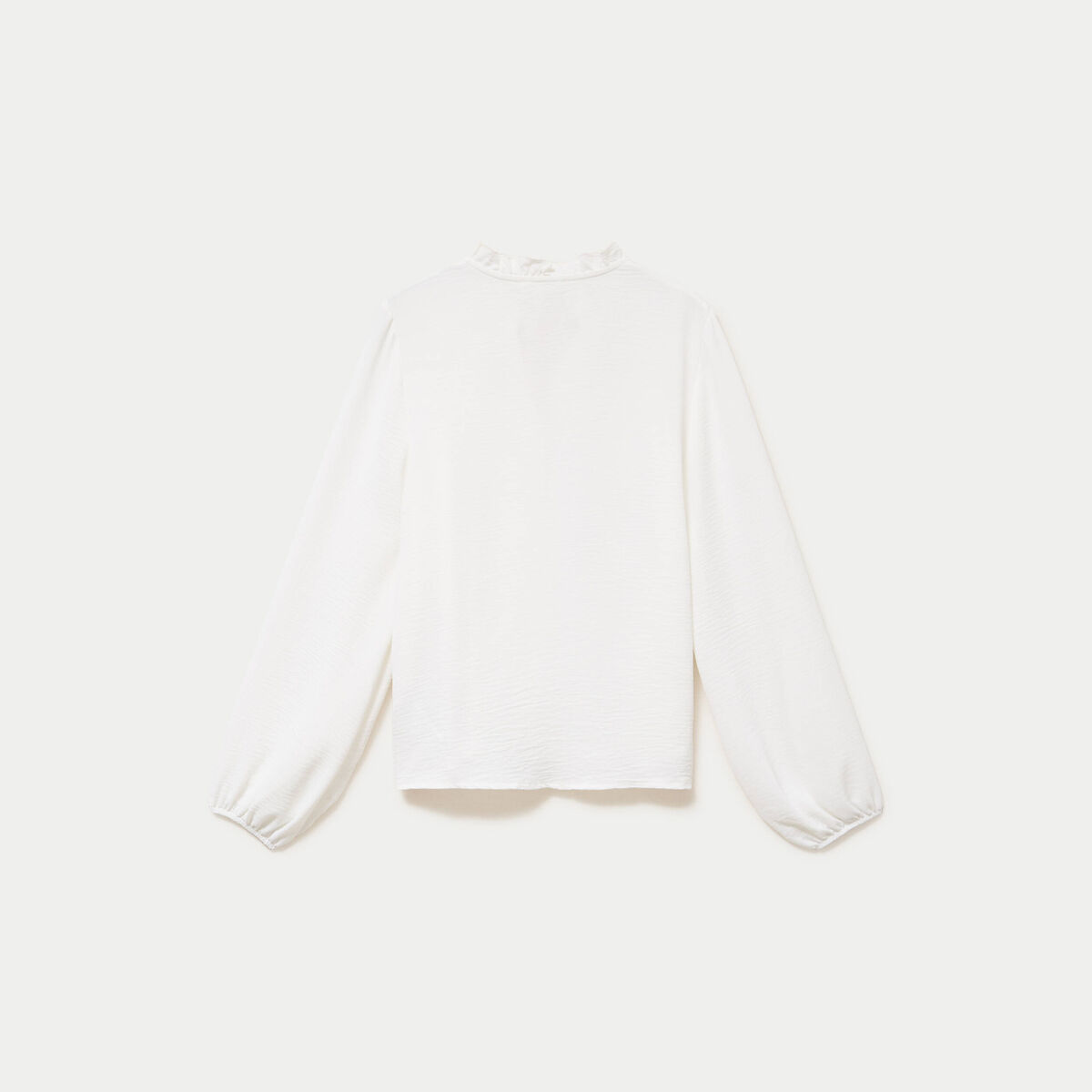 Blouse droite col mao manches longues ecru femme