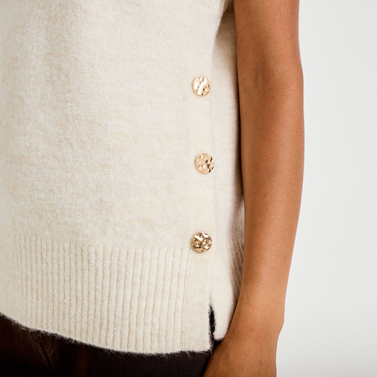 Pull sans manches ecru femme