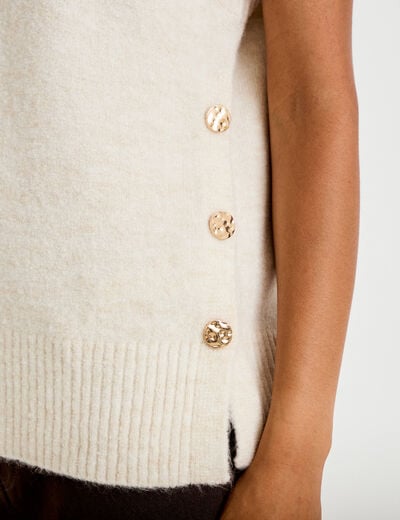Pull sans manches ecru femme