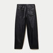 Pantalon barrel taille haute similicuir noir femme