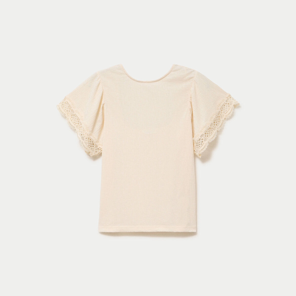 T-shirt col rond manches courtes ecru femme