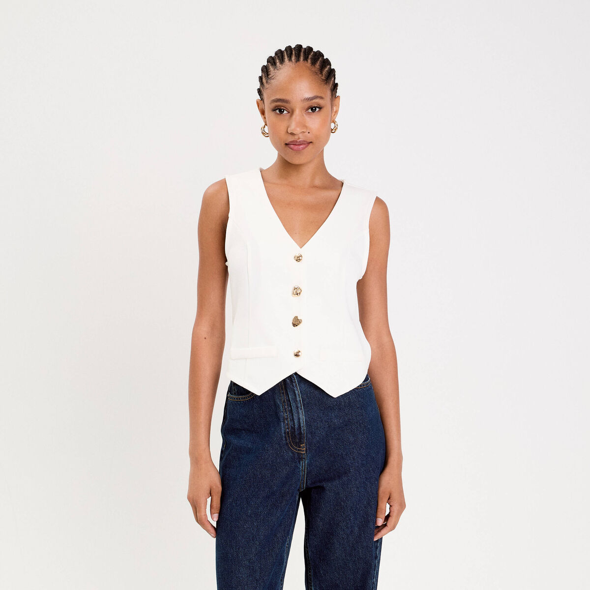 Gilet sans manches blanc femme