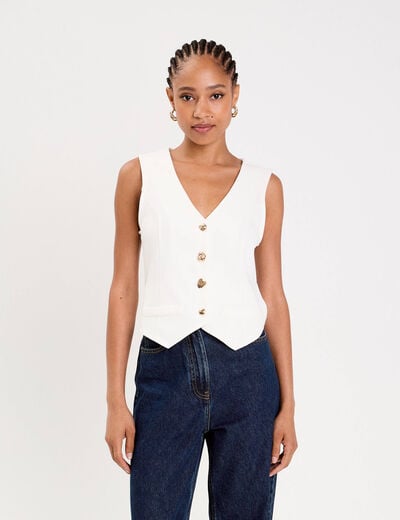 Gilet sans manches blanc femme