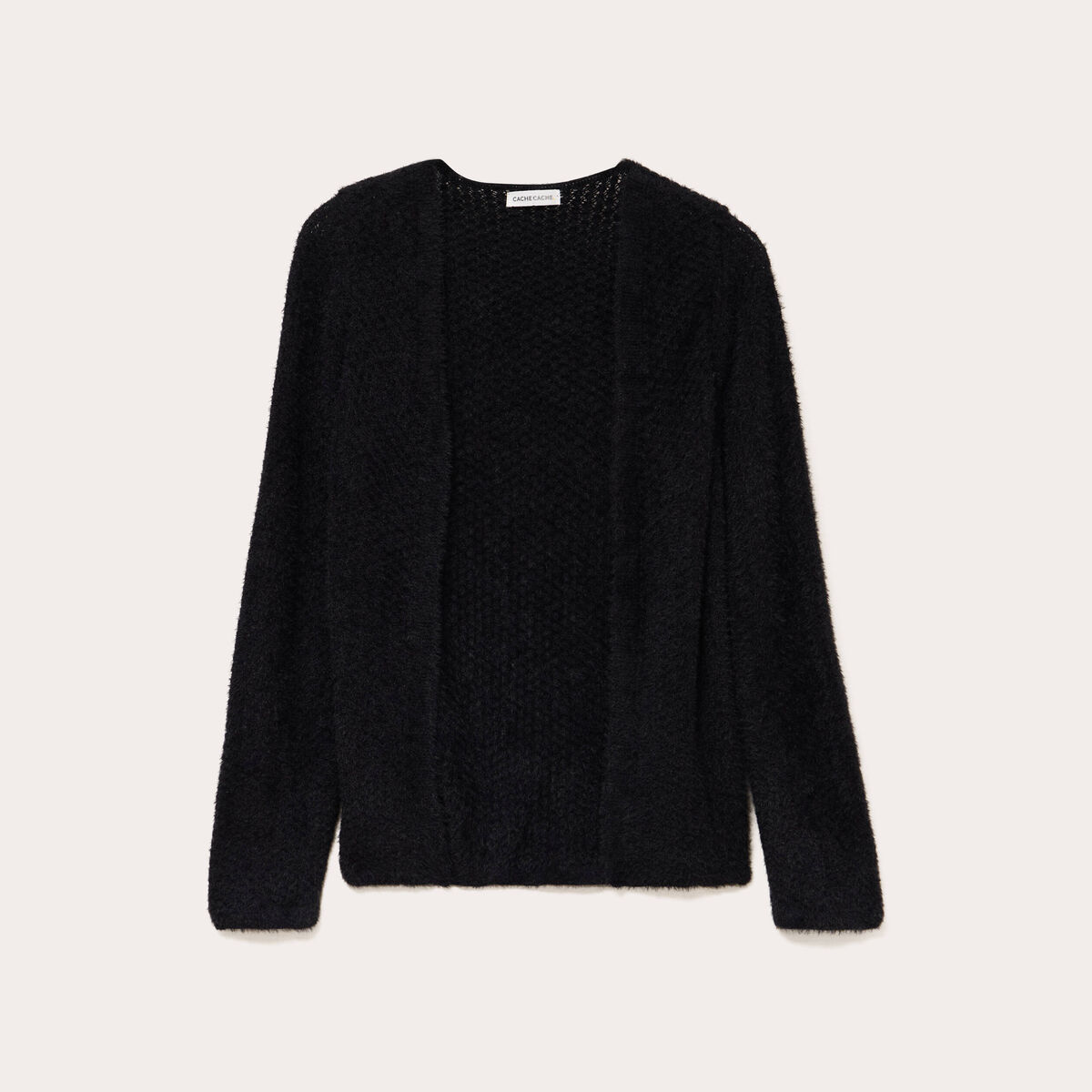 Gilet droit manches longues noir femme