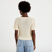Gilet ajour&eacute; col v manches courtes ecru femme