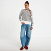 Pull ample manches longues fin blanc femme