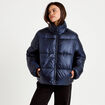 Doudoune col montant bas resserr&eacute; bleu marine femme