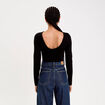 Body cintr&eacute; manches longues bateau noir femme