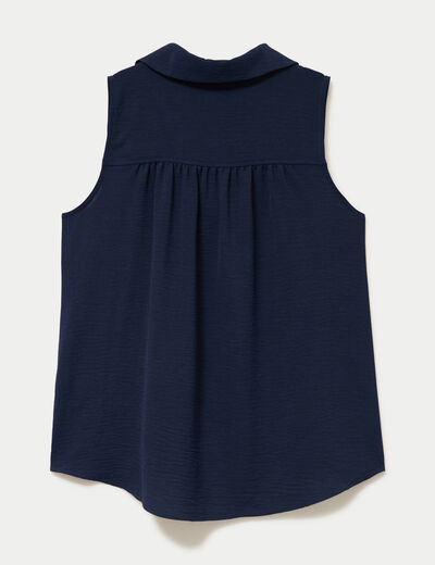 Chemise droite sans manches bleu marine femme