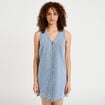 Robe courte &eacute;vas&eacute;e en jean sans manches denim bleach femme