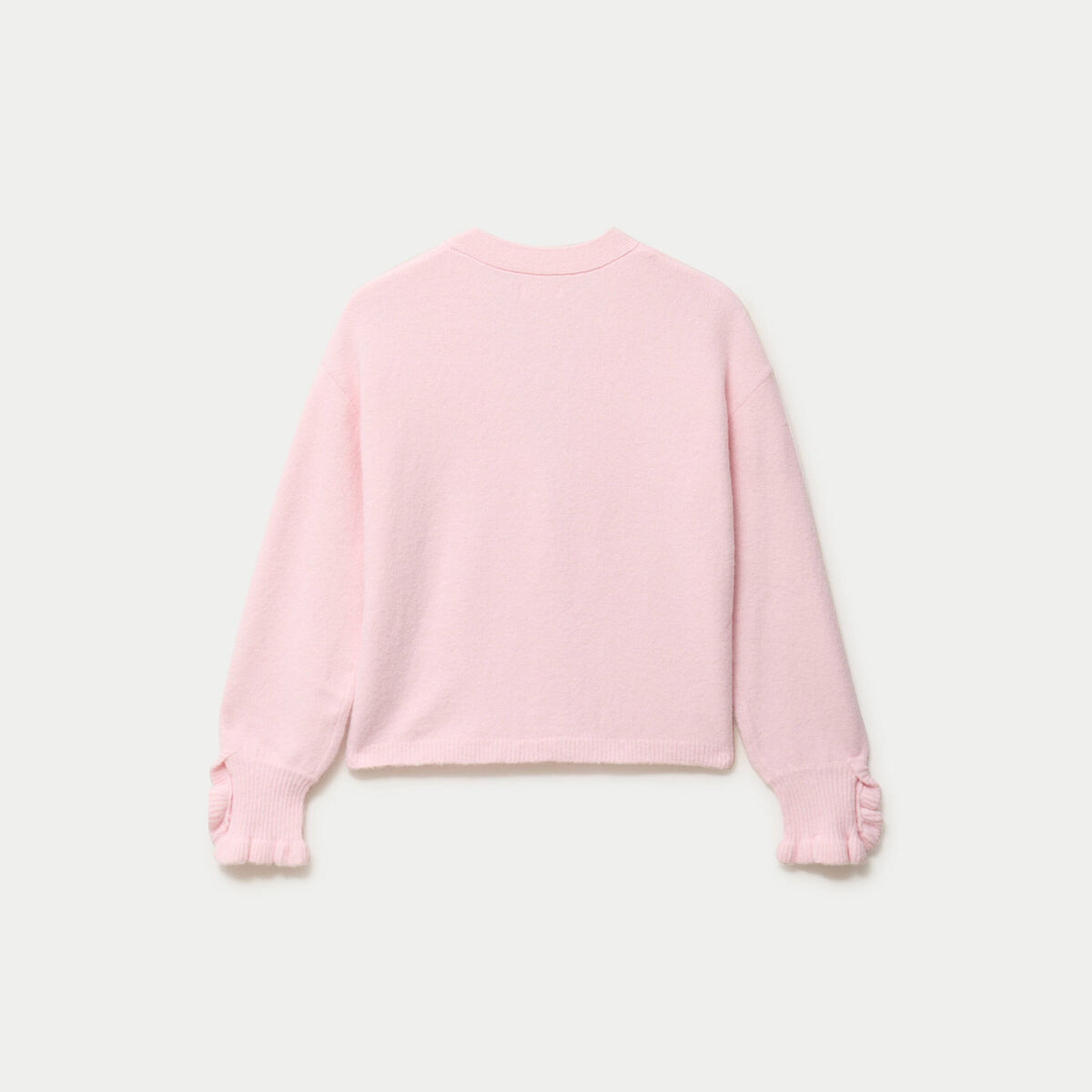 Pull col v manches longues rose clair femme