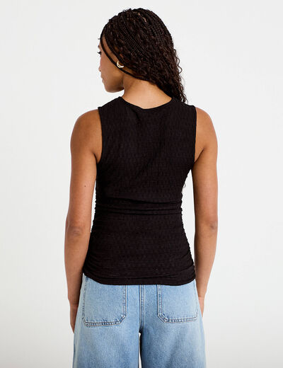 D&eacute;bardeur ajour&eacute; col rond noir femme