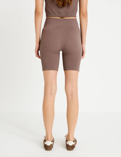 Short cycliste sans couture marron clair femme