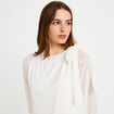 Blouse droite manches longues ecru femme