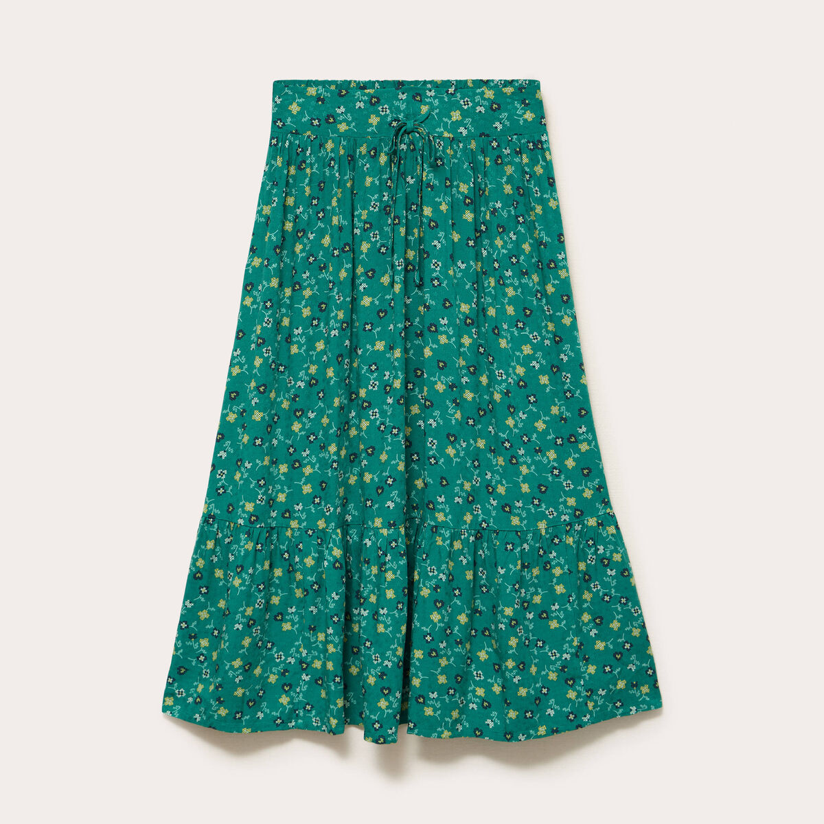 Jupe longue &eacute;vas&eacute;e vert femme