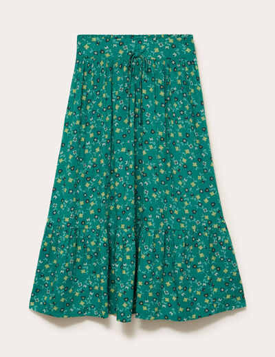 Jupe longue &eacute;vas&eacute;e vert femme