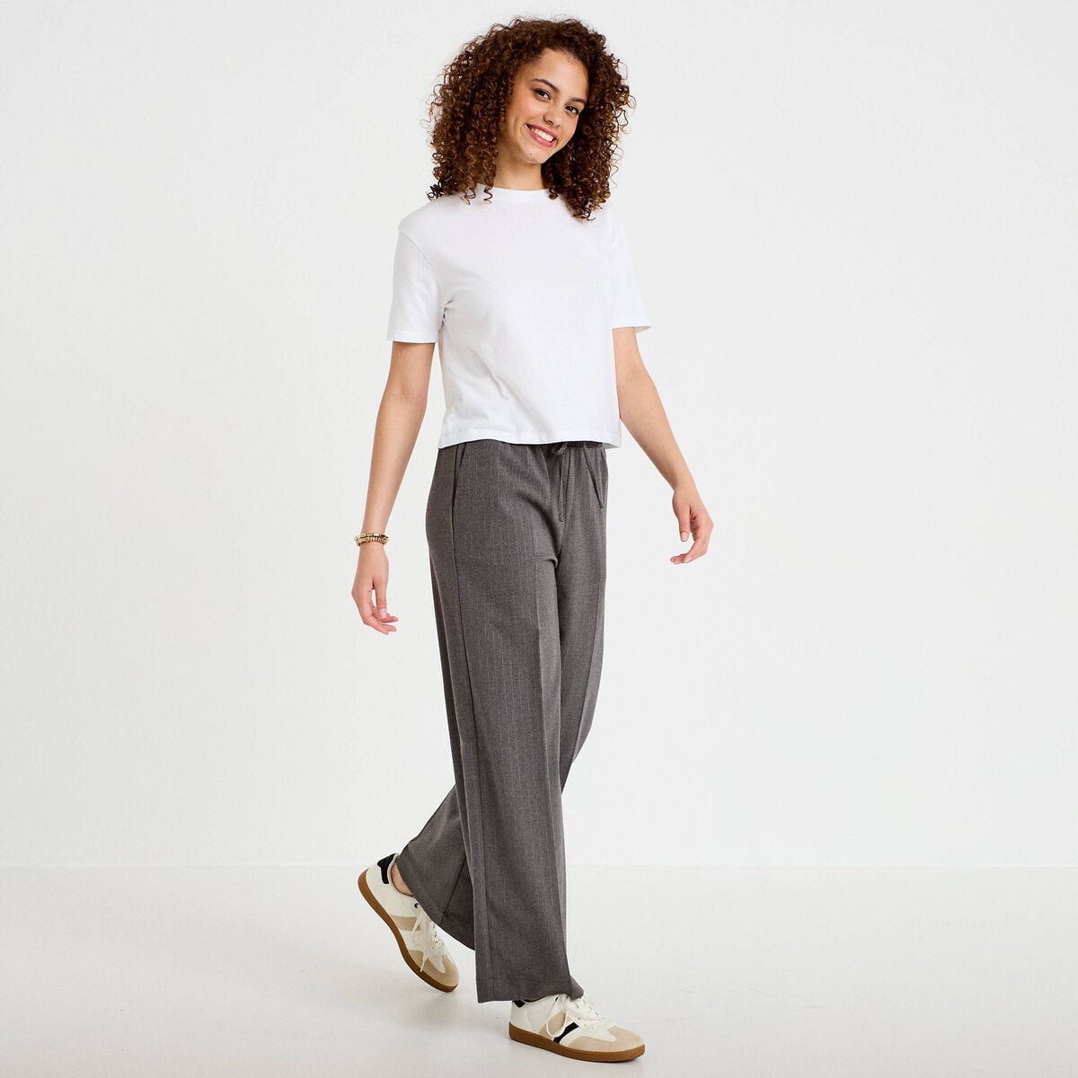 Pantalon bootcut taille standard gris femme