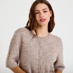 Gilet duveteux manches 3/4 taupe femme