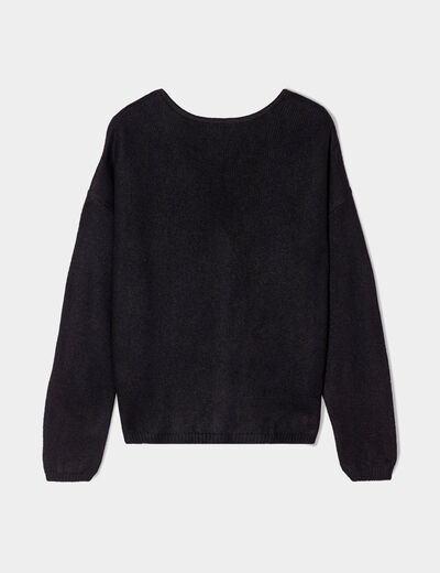 Gilet boutonn&eacute; avec col en V noir femme