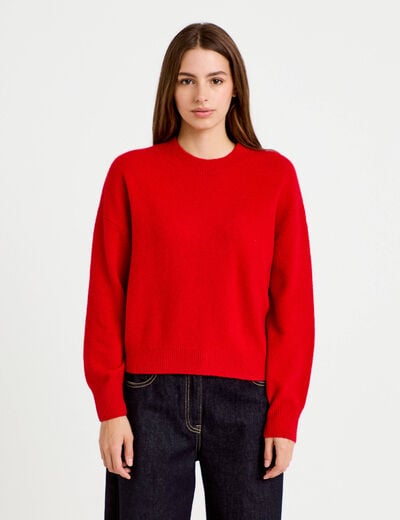 Pull col rond rouge femme