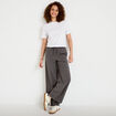 Pantalon large taille standard gris femme