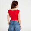 Body ajust&eacute; d&eacute;collet&eacute; sans manches rouge femme