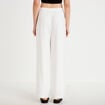 Pantalon large taille standard ecru femme