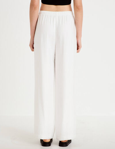 Pantalon large taille standard ecru femme