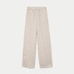 Pantalon large taille haute creme femme