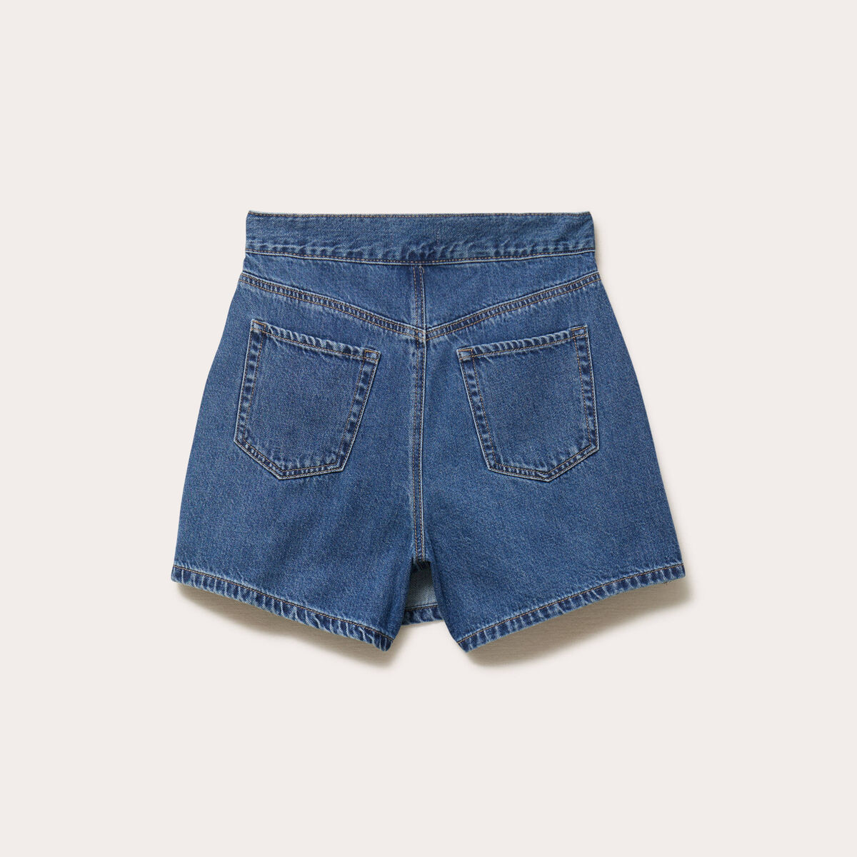 Jupe-short droite en jean denim stone femme