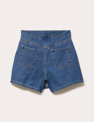 Jupe-short droite en jean denim stone femme